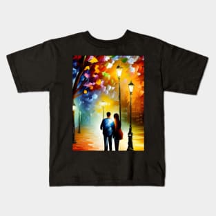 Couple Nighttime Walk Kids T-Shirt